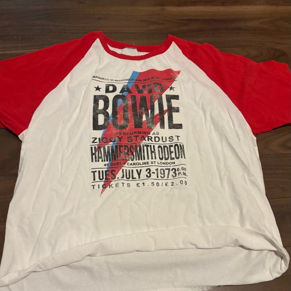 David Bowie Red and White Graphic T-Shirt